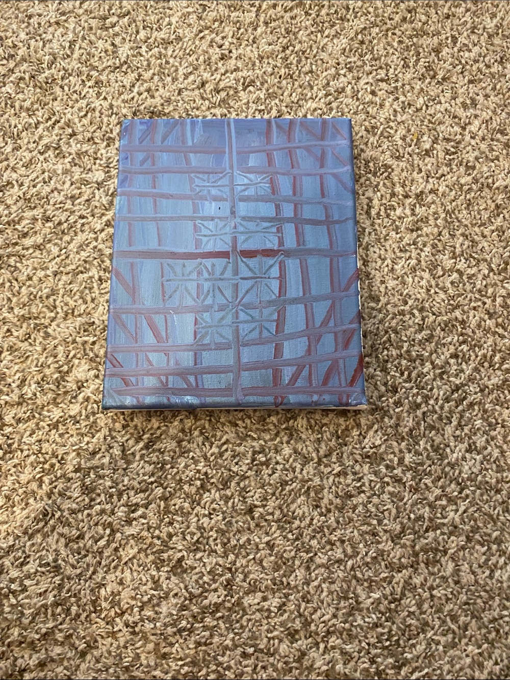 Abstract Blue and Brown Grid Canvas Wall Art